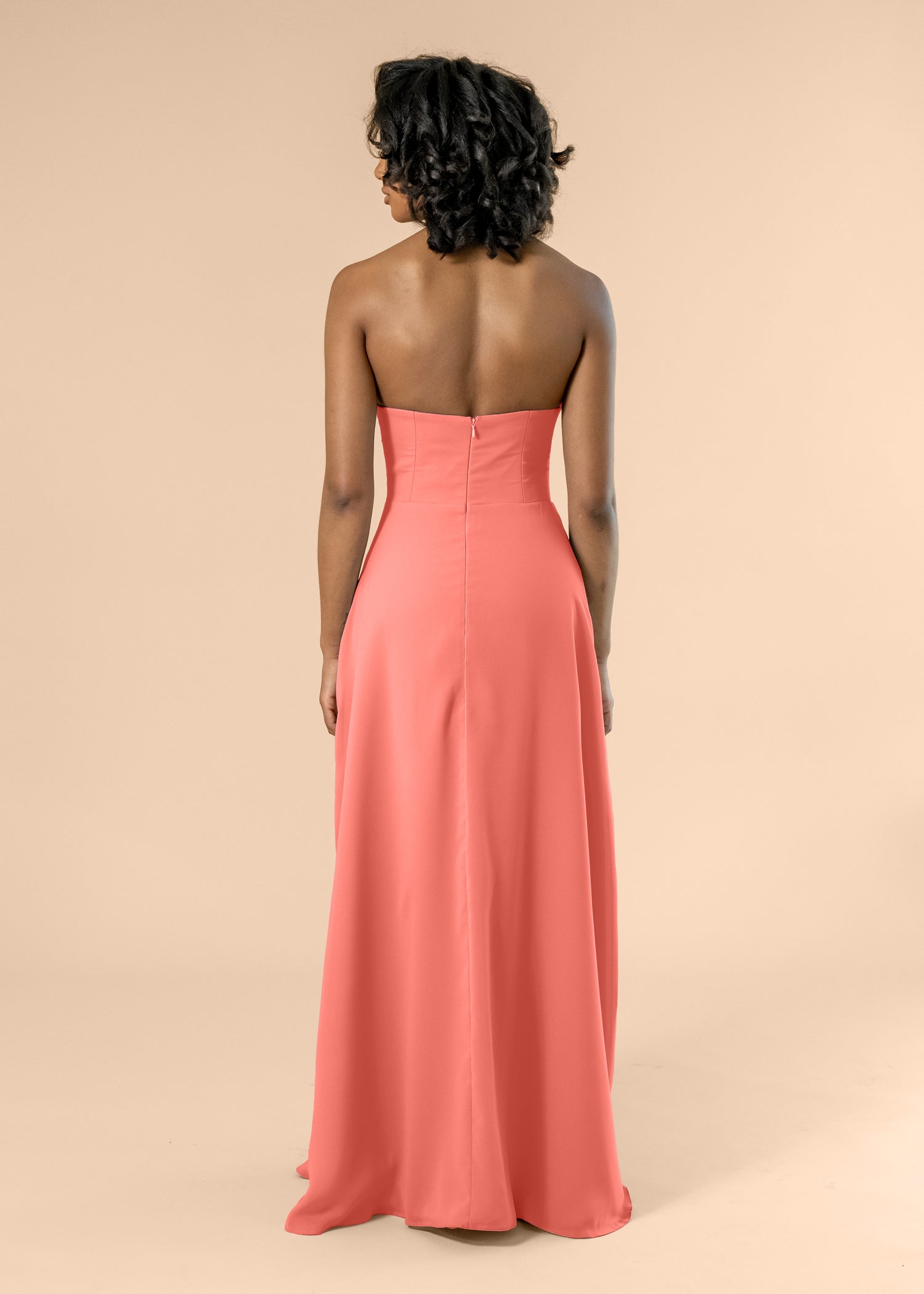 Strapless-Aline-Chiffon-Coral