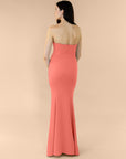 Strapless-Draped-Crepe-Coral